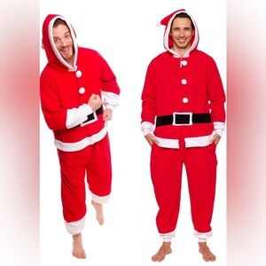 Festive Santa Pajama Set for Men - Red and White